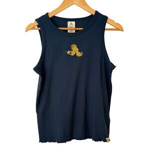 Disney Aladdin Navy Ribbed Scalloped Tank Top Small Y2K Cottagecore Fairycore V2